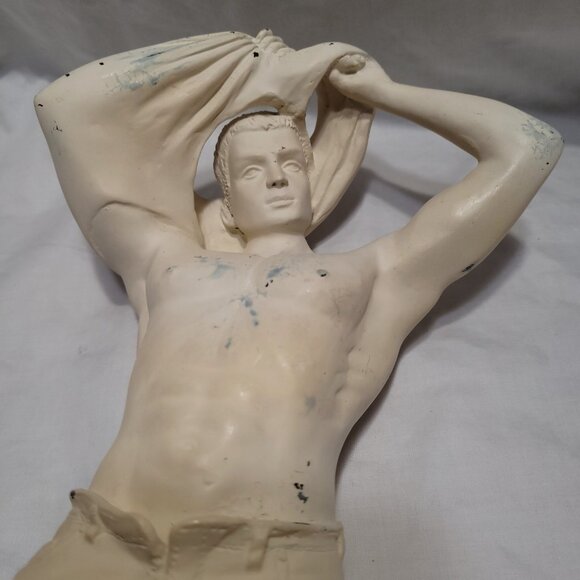 Man's Torso Sculpture Statue Signed Oliver Tupton Muscular Sexy Vintage College - Picture 8 of 15